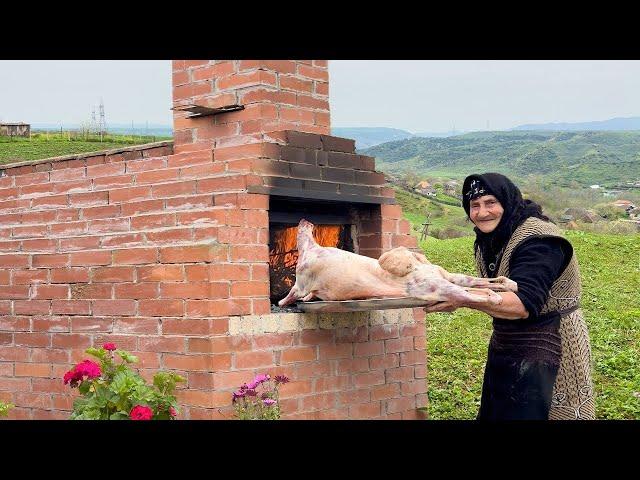 Rural Country Life: 20 KG Full Lamb in Oven for 5 Hours | Grandma’s Sabzi Recipe | Caucasian Village