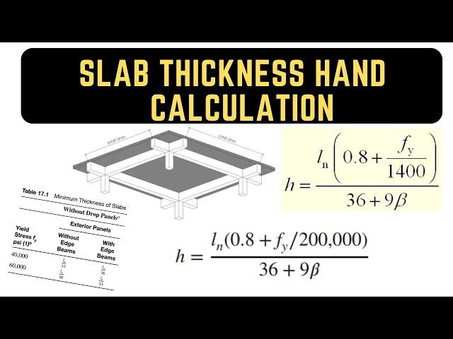 Slab thickness hand Calculation || Slab thickness Calculation to control deflection ||