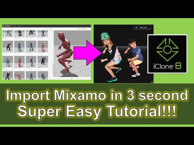 Mixamo Motion to iClone 8 | import animation in 3 second | Tutorial