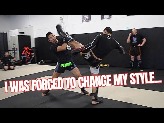 Forced to change my style while sparring Karate Combat Fighter