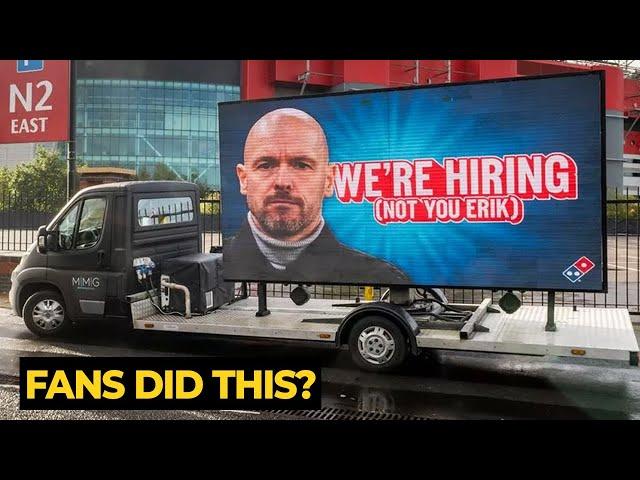 Domino's Pizza TROLLED Erik ten Hag with billboard outside Old Trafford | Man Utd News