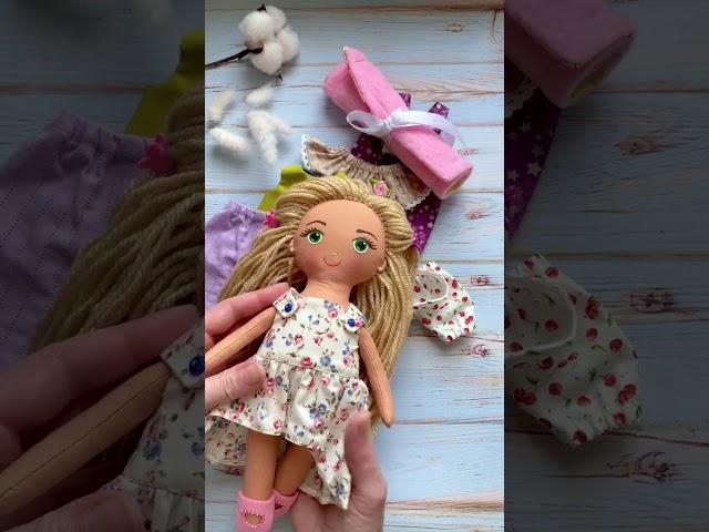 Summer doll set with clothes for girls #diy #handmadedoll #clothdoll