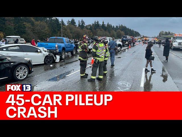 45 drivers crash in Kent, I-5 shuts down | FOX 13 Seattle