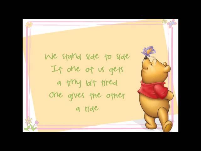 Shoulder to Shoulder Lyrics (Winnie the Pooh HD)