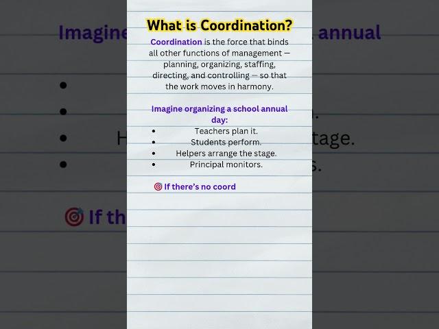 Class 12 Business Studies What is coordination | #businessstudiesclass12   #viraleducationvideo