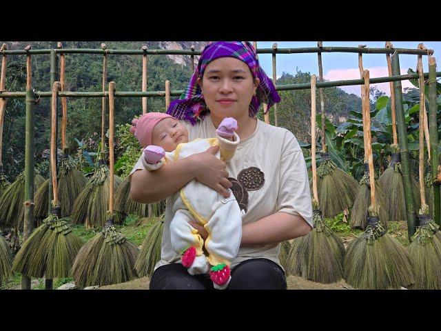 Process Of Making Grass Broom For Sweeping The House | Ly Thi Ca