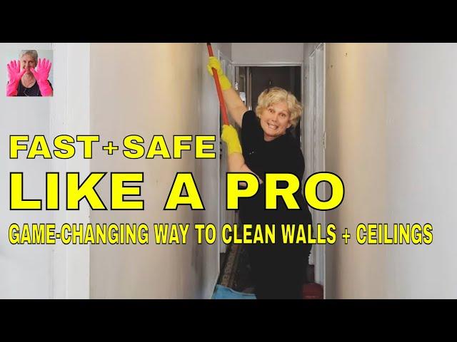 No Ladders Needed.  How to Clean Walls & Ceilings Fast  #paintprep #springcleaning #cleaningtips