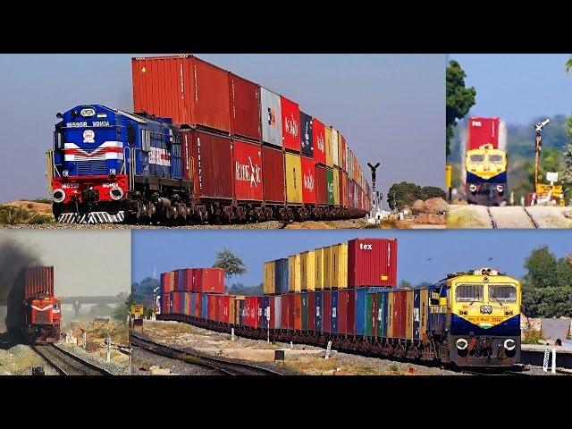 DOUBLE-STACK RAIL TRANSPORT INDIAN RAILWAYS : COMPILATION OF COLOURFUL DOUBLE STACKS