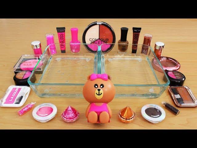 Pink vs Brown- Mixing Makeup Eyeshadow Into Slime! Special Series 118 Satisfying Slime Video