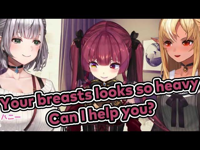 [Eng Sub] Marine tries to touch Noel's breast at every opportunity (Houshou Marine)[Hololive]