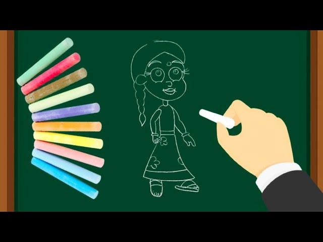 Draw CHUTKI from Chota bheem Easy Step by step