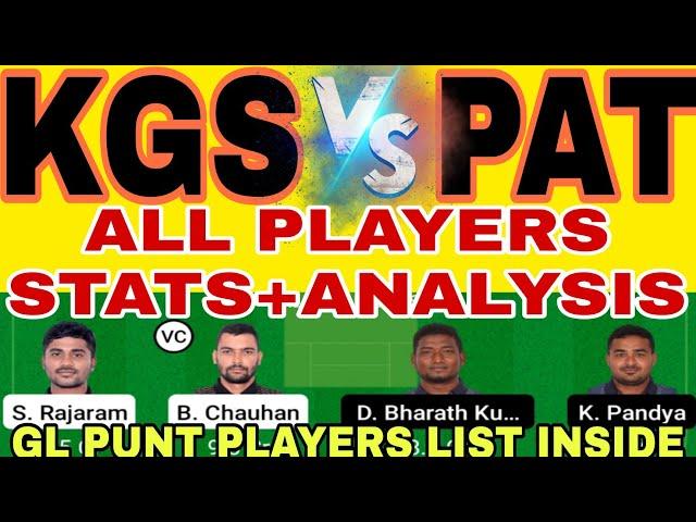 KGS VS PAT | KGS VS PAT DREAM11  PREDICTION | BYJU'S PONDICHERRY T10 #dream11prediction #dream11team