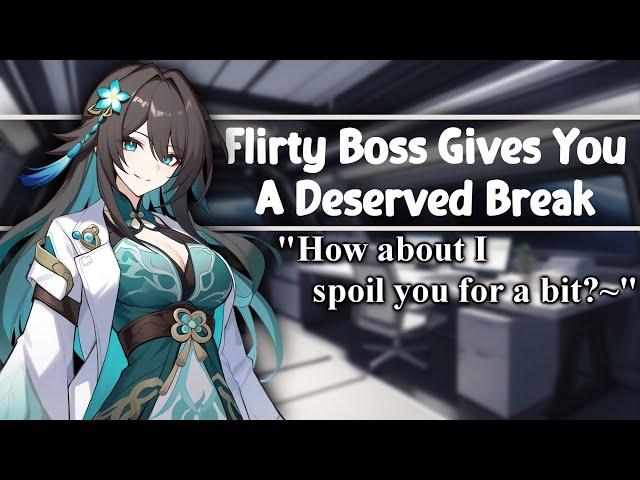 [ASMR] Flirty Boss Gives You A Deserved Break [F4A] [Soft Dom] [Mommy] [Sleep Aid] [Wholesome]