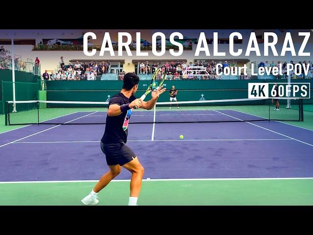 Carlos Alcaraz | Up Close Court Level Practice [2024 IW]