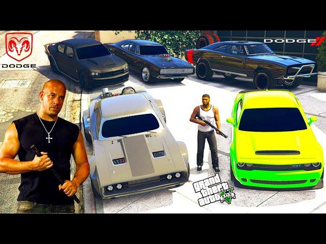 GTA 5 - Stealing Fast And Furious Famous 'Dodge' Cars with Franklin! (Real Life Cars #86)