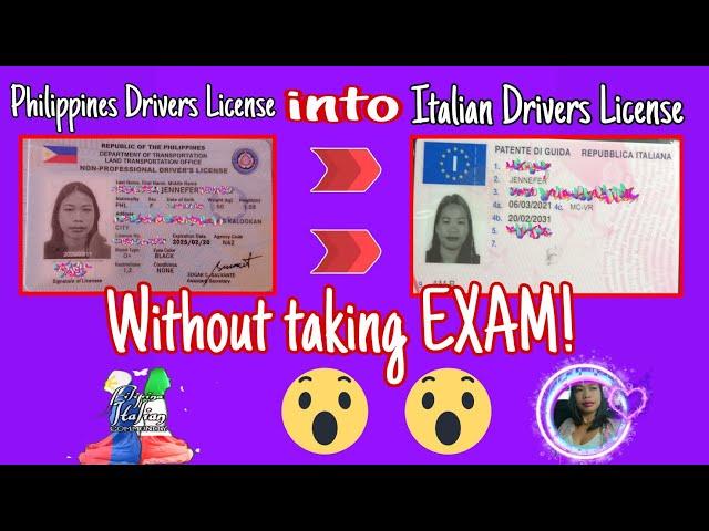 Philippine  driver's license into patente Italiana / how to Converte / conversione