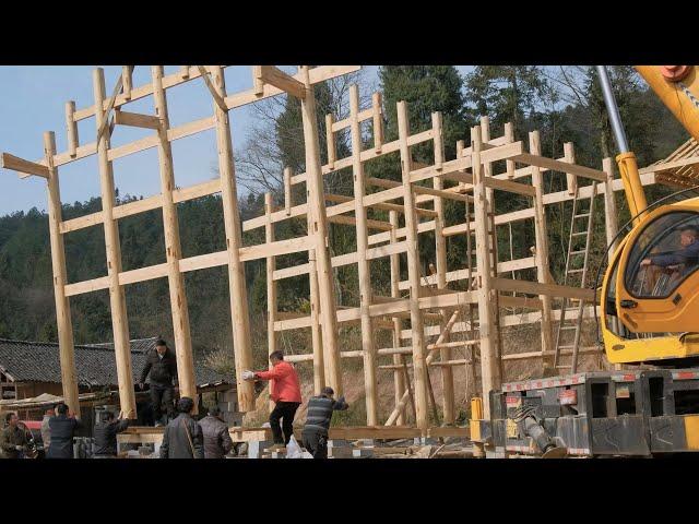 Ep.2   Self-built Chinese wooden house, DIY Side House Framing and Tile Covering｜Carpenter Anxu