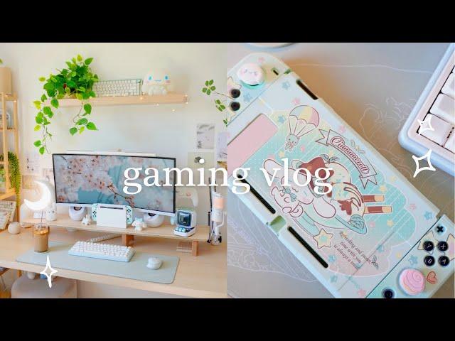 cozy gaming vlog  pinterest inspired, unboxings, genshin, sanrio