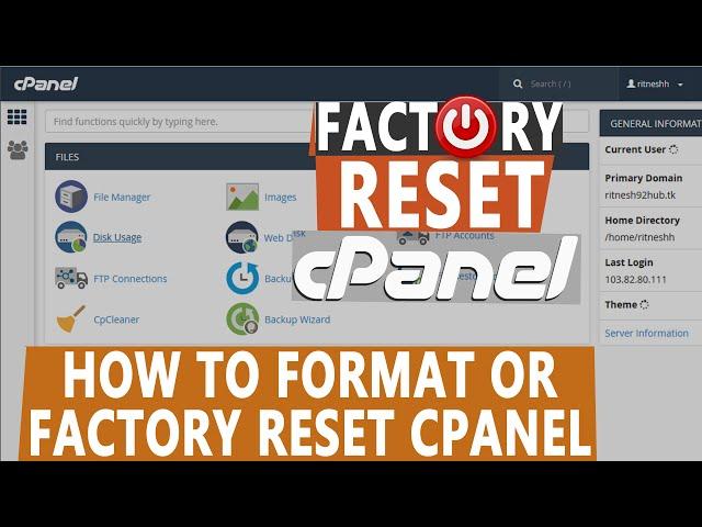 How to Reset or Format cPanel completely by yourself?