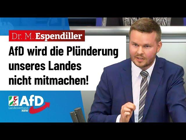 AfD wird die Plünderung unseres Landes nicht mitmachen! – Dr. Michael Espendiller (AfD)