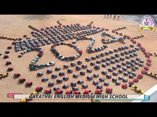 Gayathri school students create a human formation of 2024 New year and drill.