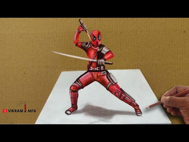 3D Colored Pencil drawing Deadpool - Speed Draw / VIKRAM MFA