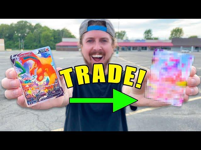 Trading My RARE Charizard Pokemon Card To A Fan!