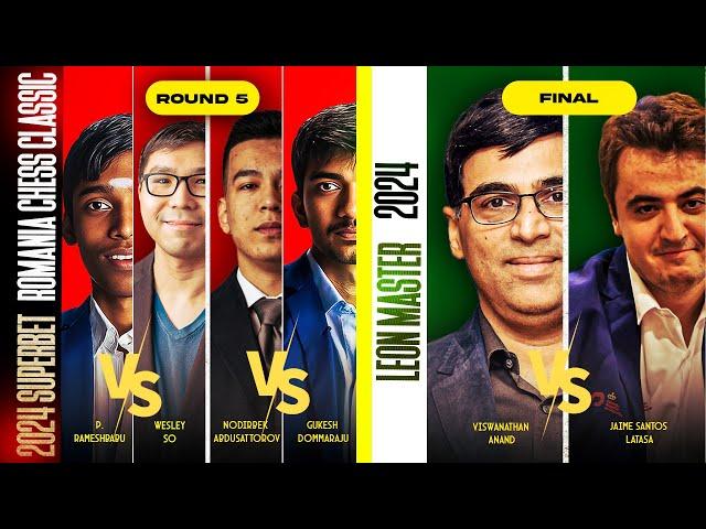 Pragg vs Wesley & Gukesh vs Nodirbek at Superbet Classic | Anand vs Jaime: Finals at Leon Masters