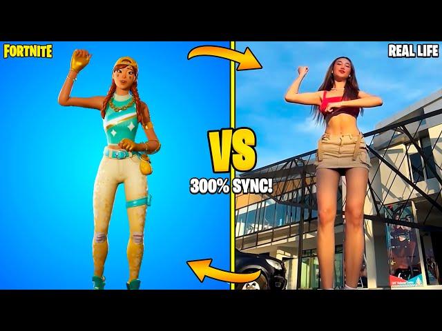 NEW FORTNITE DANCES in REAL LIFE 300% SYNCED! (Mine, Looking Good, Heel Click Breakdown...)