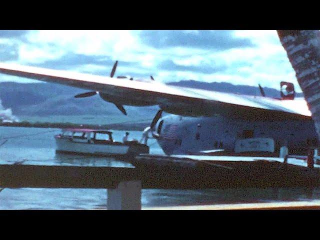 Boeing 314 Flying Boat in Pearl Harbor, Hawaii - Early 1940s - Military Boarding, Taxiing & Takeoff