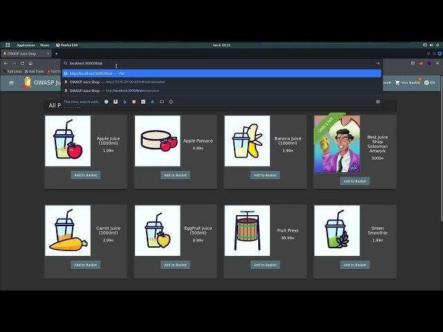 12 admin section and login admin OWASP Juice Shop