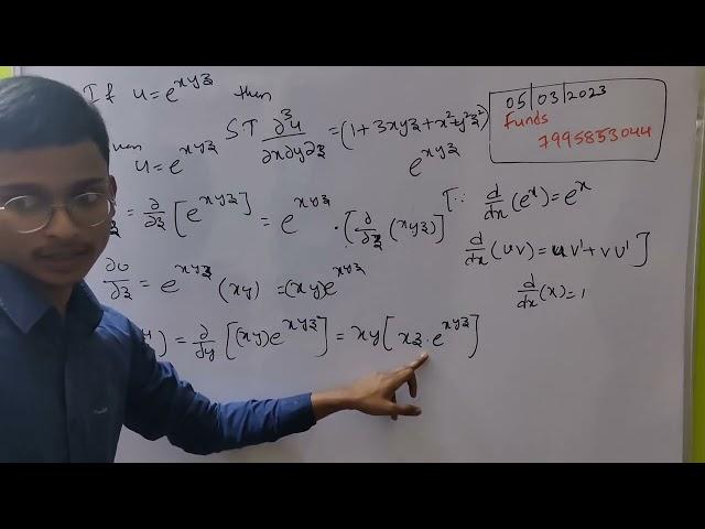 If u=e^xyz then show that d²u/dxdydz=(1+3xyz+e^xyz) in telugu || Engineering Maths M1