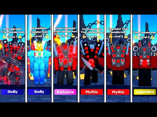 AXE vs AQUA vs HYPER vs KNIFE vs UPGRADED vs TITAN SPEAKERMAN!  | Toilet Tower Defense