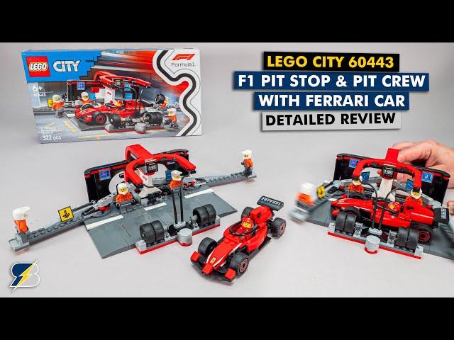 LEGO City 60443 F1 Pit Stop & Pit Crew with Ferrari Car set detailed building review