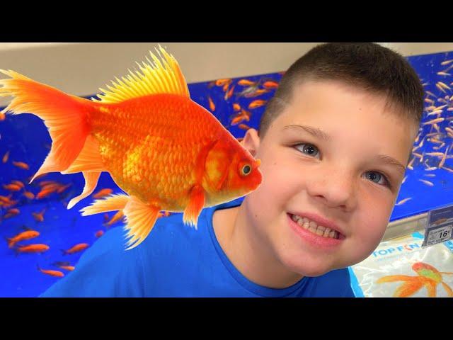 Caleb's FIRST PET! Buying a FISH at PETSMART! Family Fun Day with Mom & Dad!