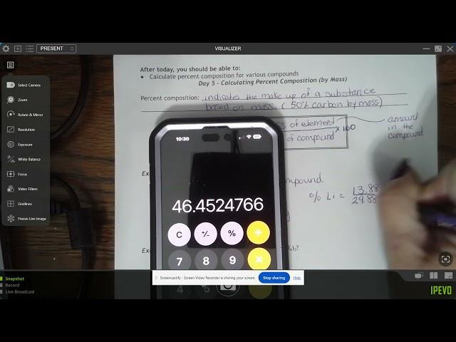 2023-24 DCC - Unit 8 - Chemical Quantities - Day 5 Notes - Percent Composition