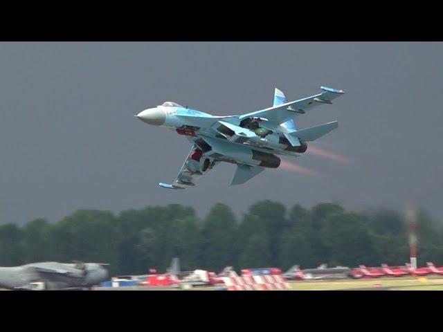 Ukrainian Su-27 Flanker's thundering beast of a display at RIAT