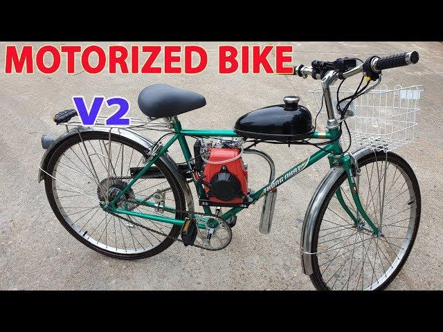 Build a Motorized Bike at home - v2 - Using 4-Stroke 49cc Engine - Tutorial