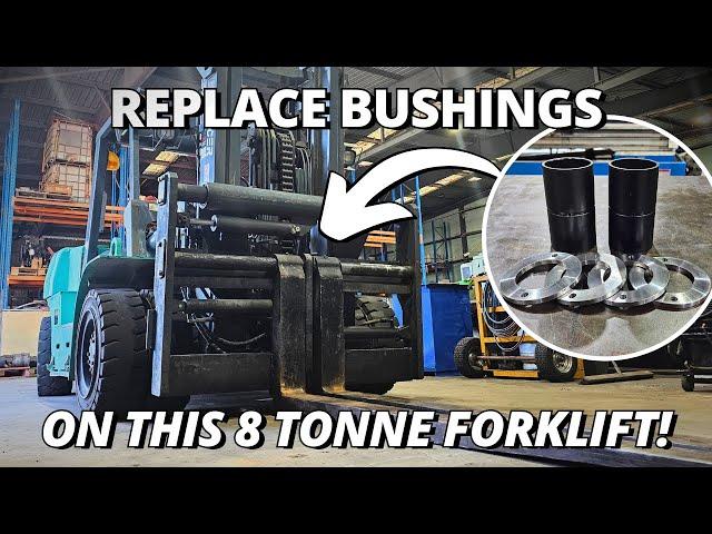 Making & Replacing Bushings on BIG Forklift! | Machining & Installing