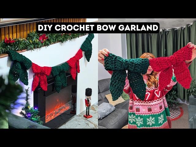 How to Crochet a Bow Garland | Perfect Crochet Christmas Decoration | Brunaticality