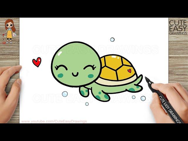 How to Draw a Cute Turtle