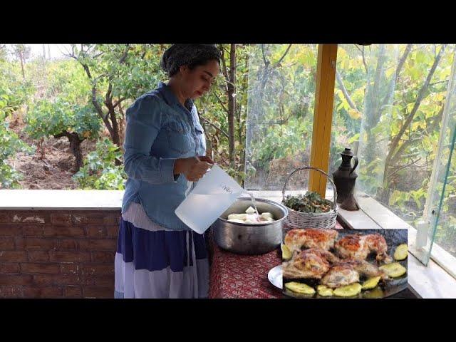 A summer day in my country life: Cooking Iranian Dish( Akbar Joojeh ) in my village garden.