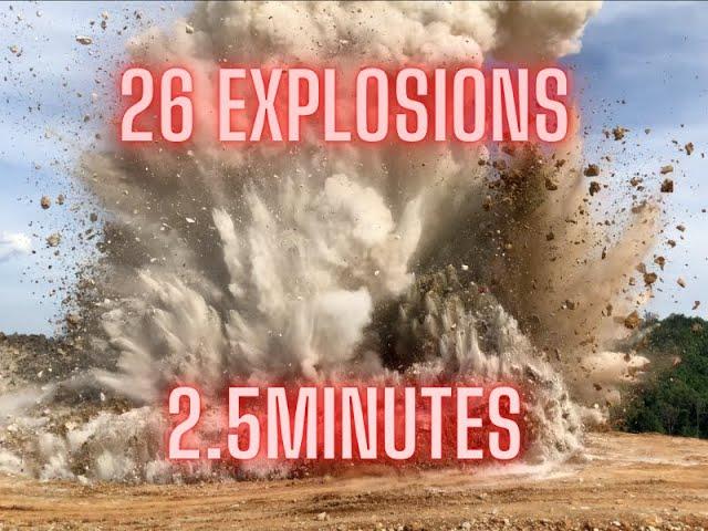 Rock Blasting Compilation 23 explosions in 2.5 minutes