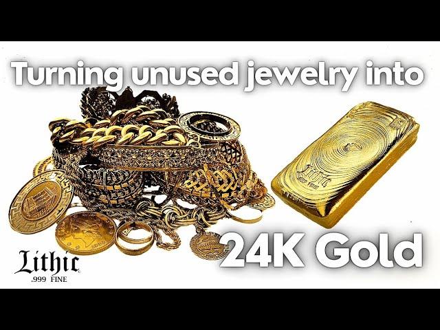 Turning Old Jewelry into a Pure Gold Bar 10oz 24K