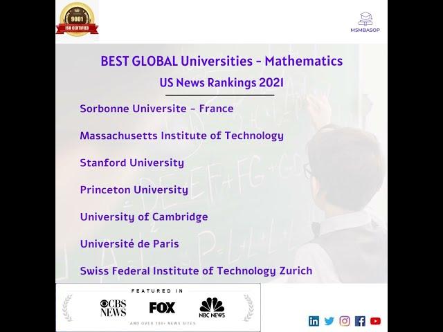 Mathematics   Best Global Universities US News Rankings 2021 #shorts #studyabroad