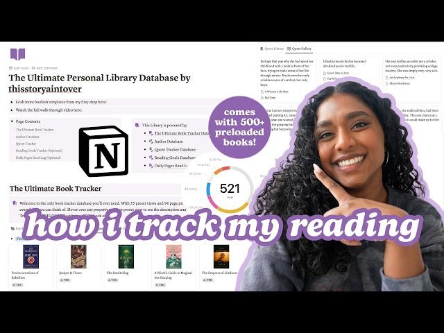 how I track my reading in 2025 | Notion Reading Tracker Template  (quotes, series, tropes, & more!)