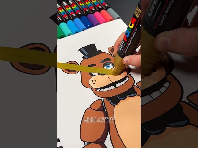 I RUINED My Drawing of Freddy Fazbear with Posca Markers! #shorts