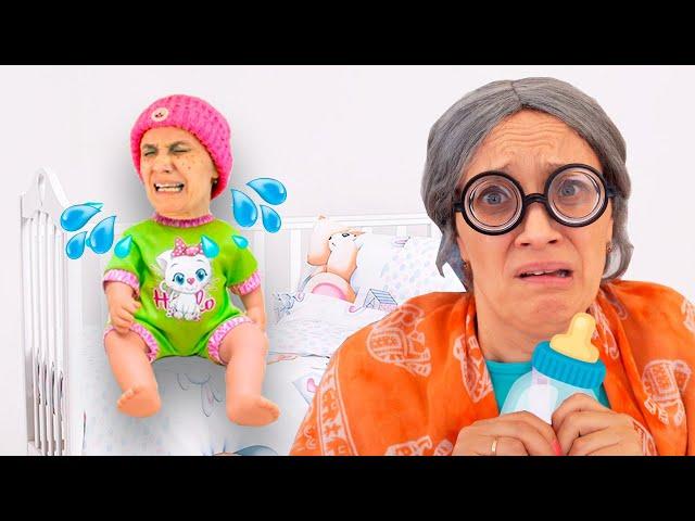 Granny finds a Baby and pretend to play parent by Chiko TV