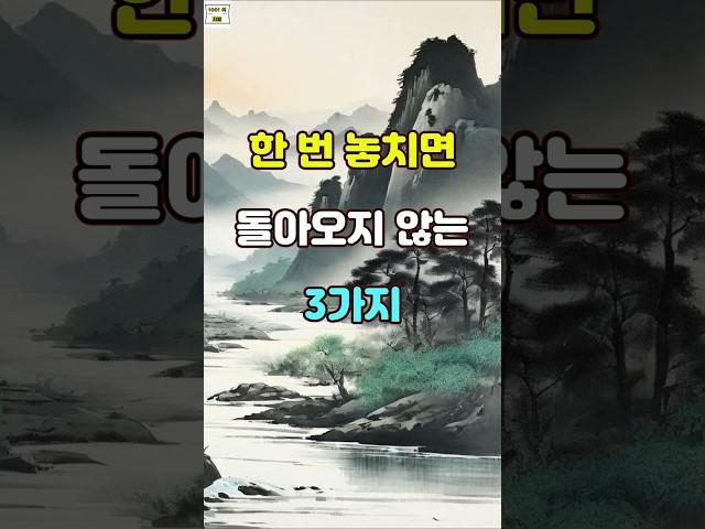 한 번 놓치면 돌아오지 않는 3가지 #명언 #자기계발 #인생조언