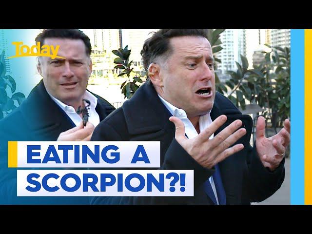 Karl Stefanovic eats a scorpion on live TV | Today Show Australia